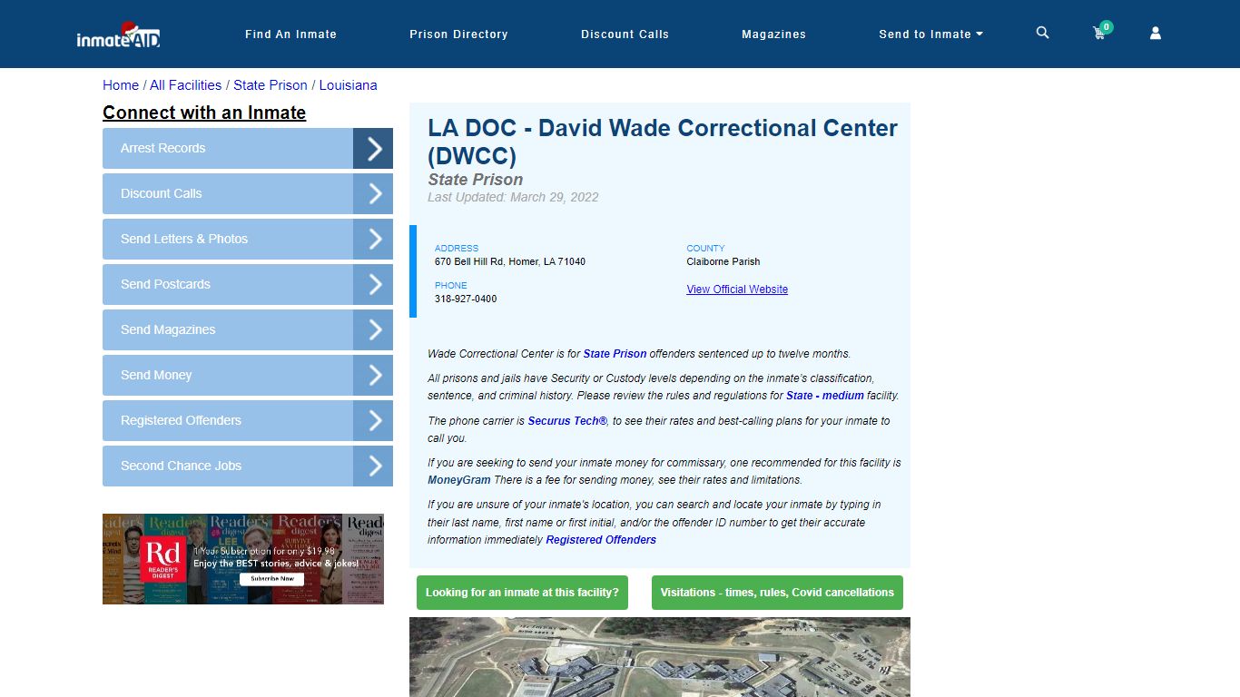 LA DOC - David Wade Correctional Center (DWCC) & Inmate Search ...