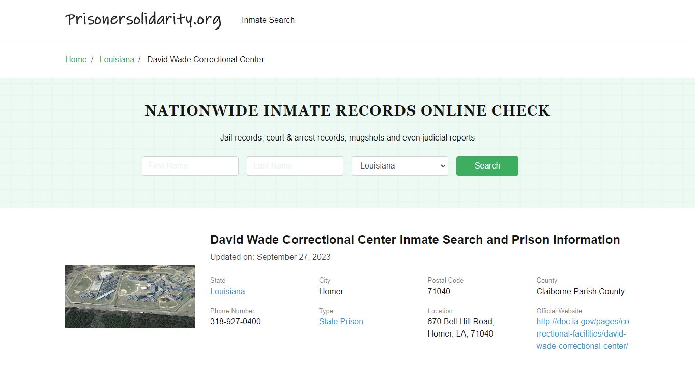 David Wade Correctional Center Inmate Search, Visitation, Phone no ...